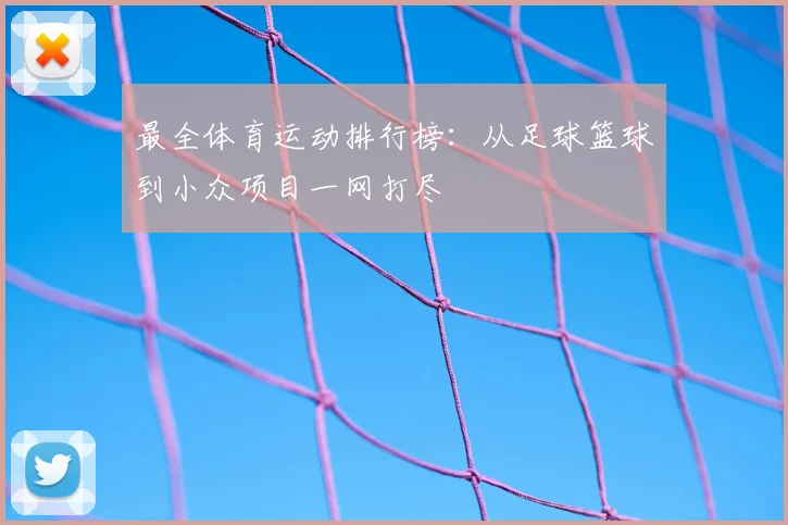 最全体育运动排行榜：从足球篮球到小众项目一网打尽